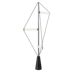 Ed047 Lampada da terra cromata con base nera