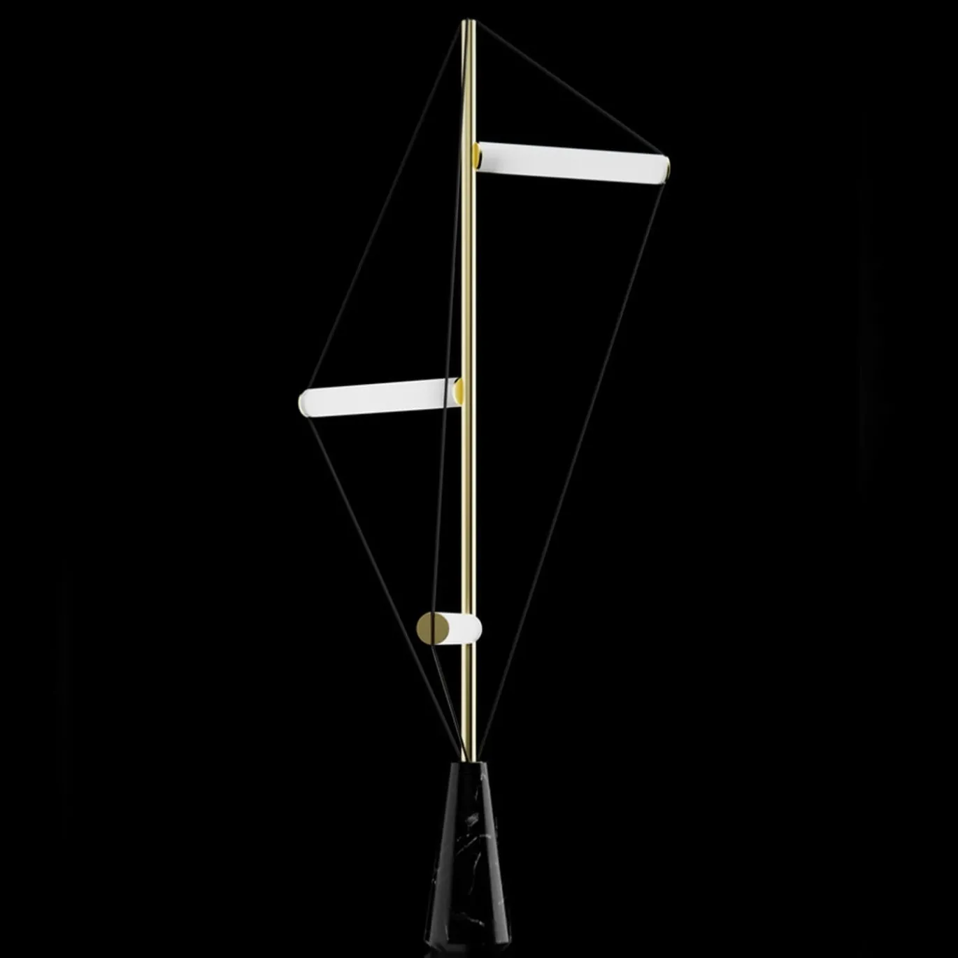 Ed047 Lampada da terra in ottone con base nera