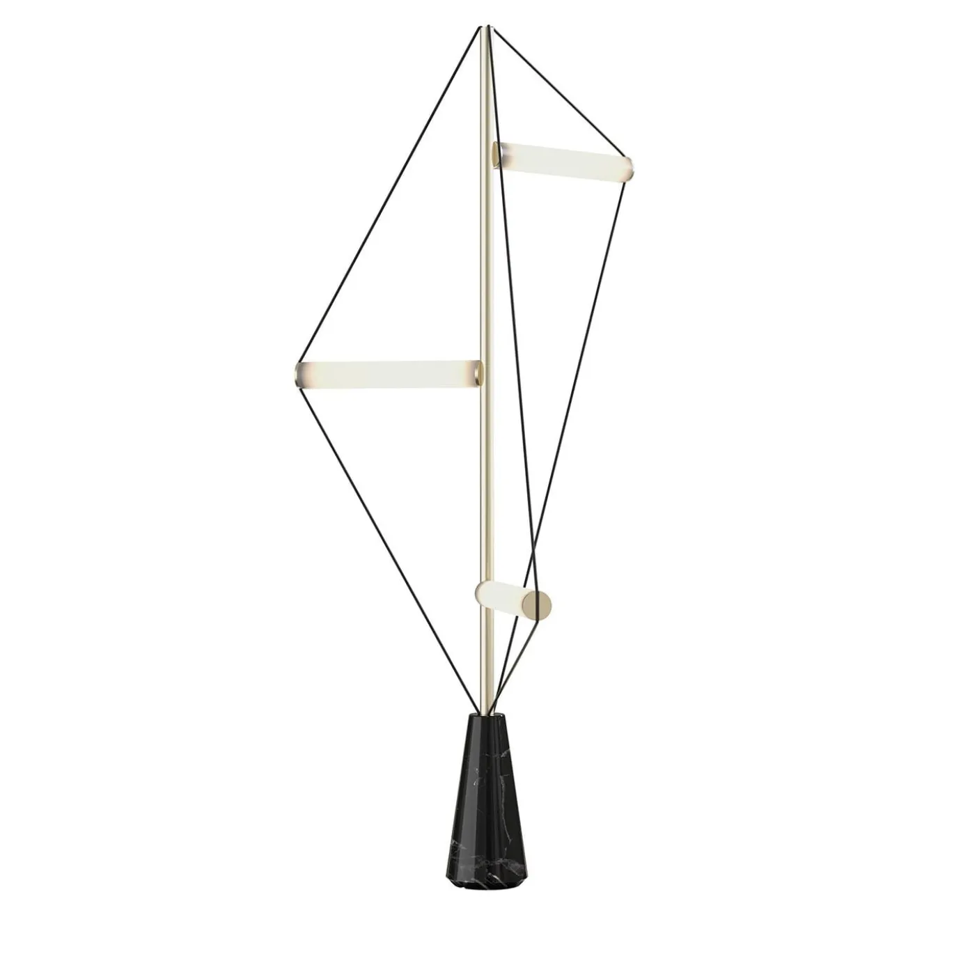 Ed047 Lampada da terra in ottone con base nera