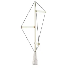 Ed047 Lampada da terra in ottone con base bianca