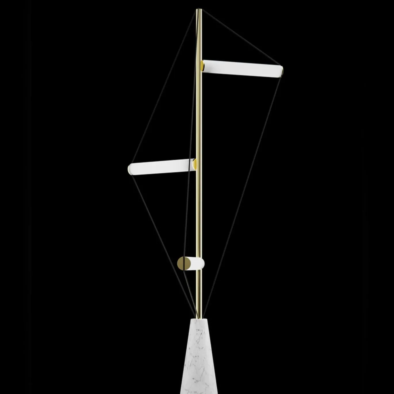 Ed047 Lampada da terra in ottone con base bianca