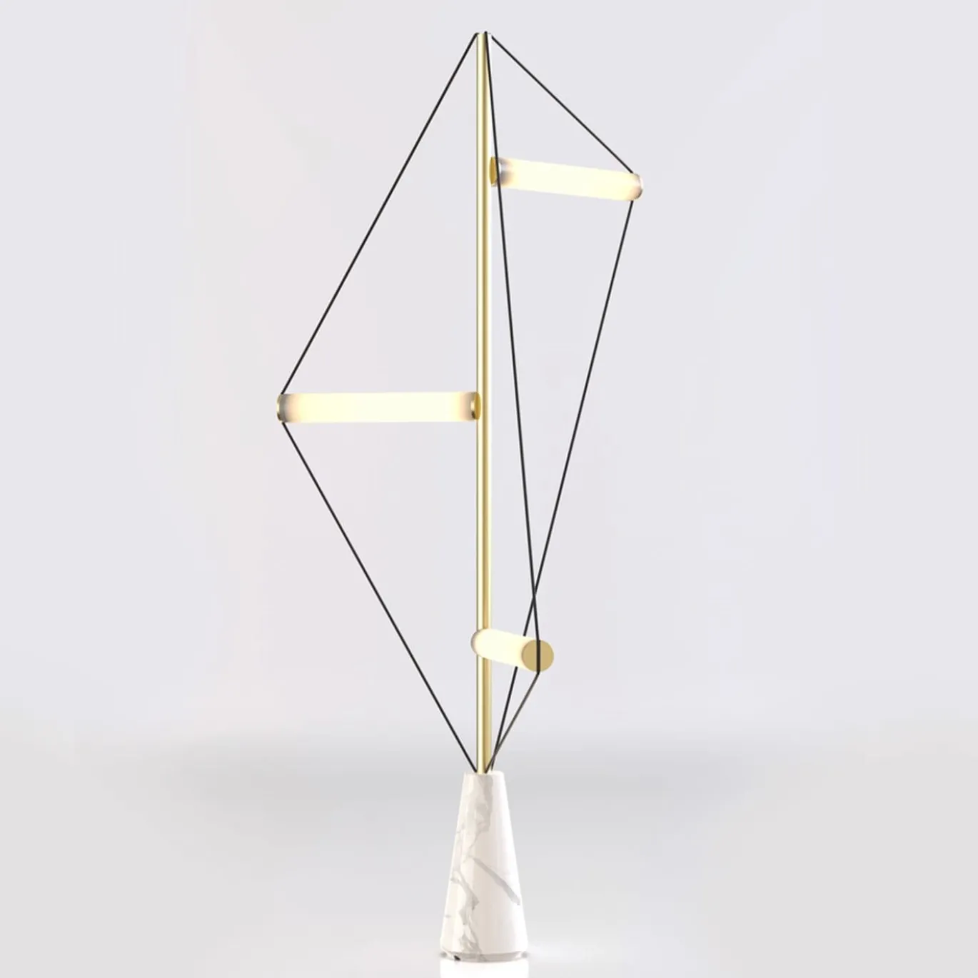 Ed047 Lampada da terra in ottone con base bianca