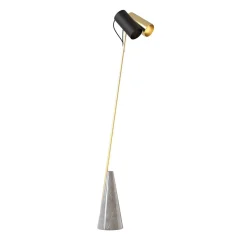 ED027 Lampada da terra in pietra grigia e ottone