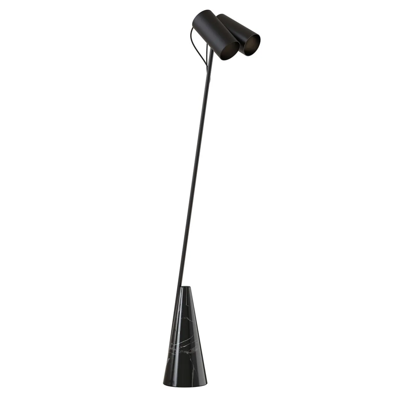 ED027 Lampada da terra in pietra nera e nera