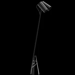 ED027 Lampada da terra in pietra nera e nera