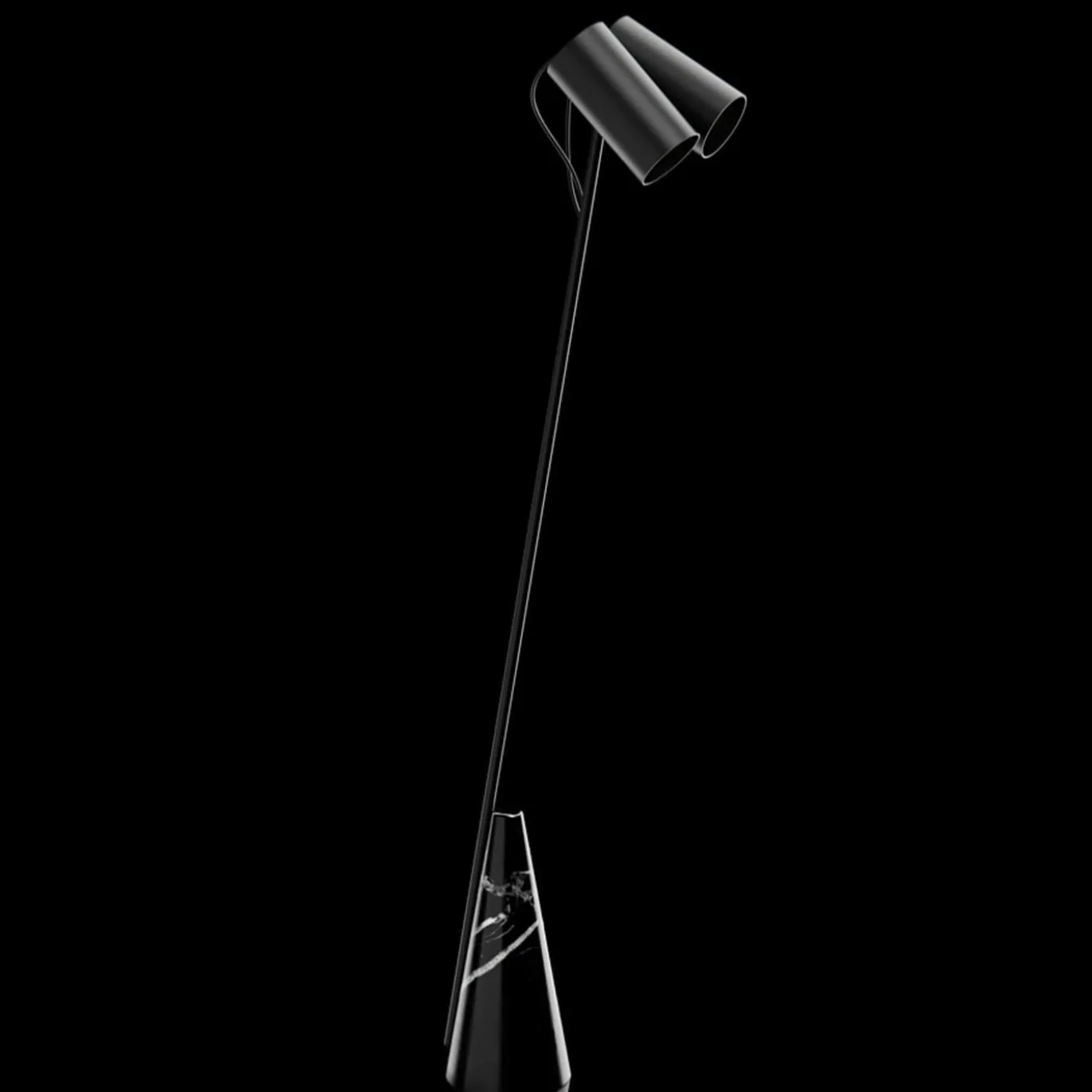 ED027 Lampada da terra in pietra nera e nera