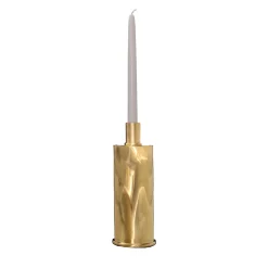Elegante Portacandele Alto in Ottone Spazzolato