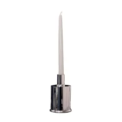Elegante portacandele corto in argento placcato