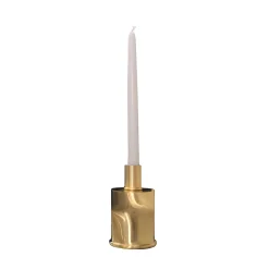 Elegante portacandele corto in ottone spazzolato