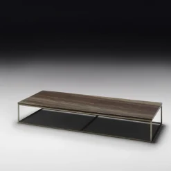 Elegante tavolino Hugo in pietra marrone