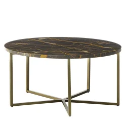 Elliot 110 Elegante tavolino in pietra marrone e bronzo