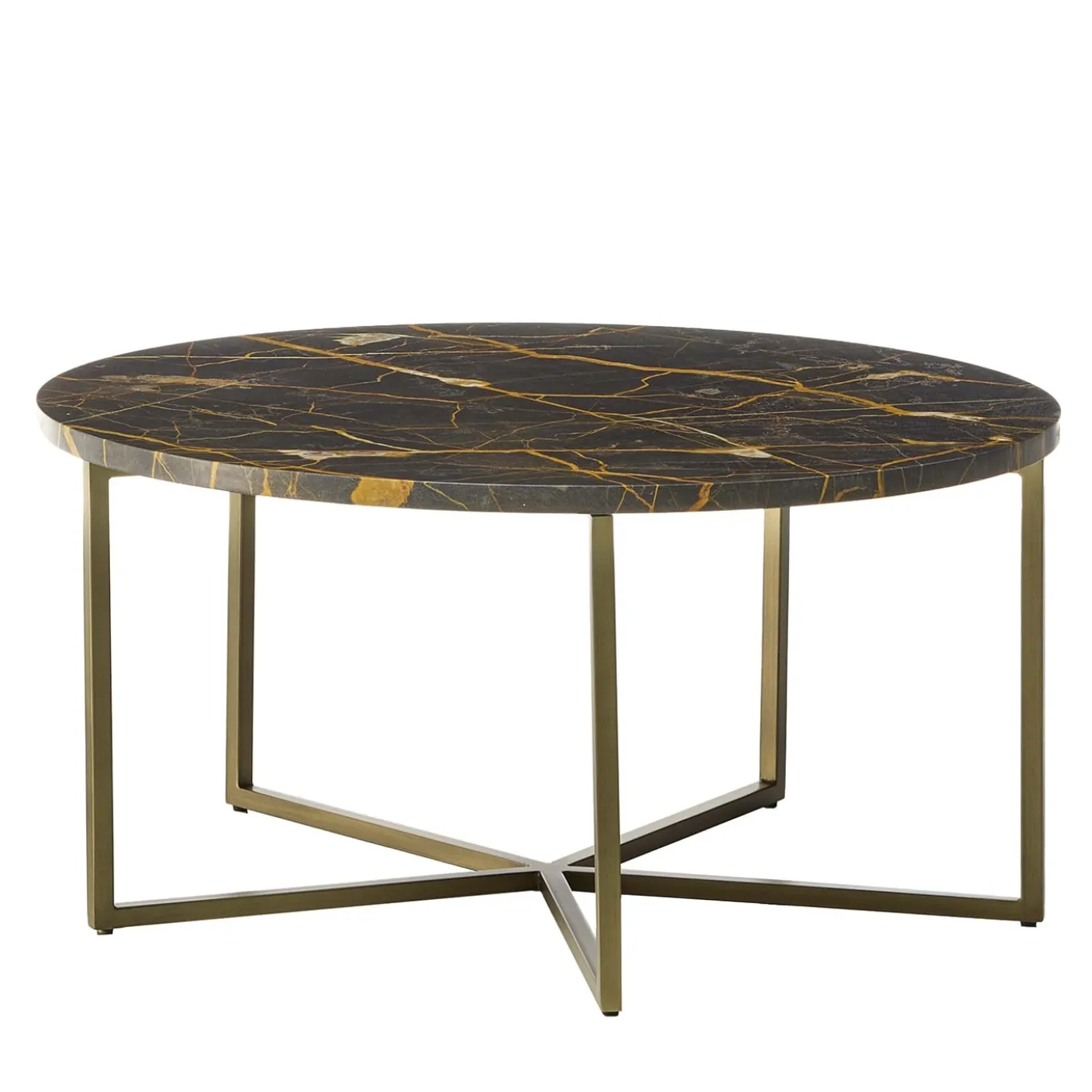 Elliot 110 Elegante tavolino in pietra marrone e bronzo