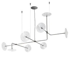 Essenza Lampadario moderno in metallo nero a 8 luci con vetro