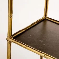 Etagere Bamboo a Tre Ripiani in Ottone Naturale