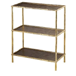 Etagere Bamboo a Tre Ripiani in Ottone Naturale