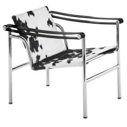 1 Fauteuil à Dossier Basculant di Le Corbusier; Pierre Jeanneret; Charlotte Perriand - Pelle di capelli nera