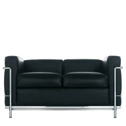 2 Fauteuil Grand Confort, Petit Modèle Di Le Corbusie; Pierre Jeanneret; Charlotte Perriand - Divano a 2 posti in pelle grafite