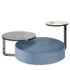 Febe Set di pouf azzurri e 2 tavolini