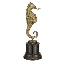 Fermacarte Cavalluccio Marino in Ottone Marrone