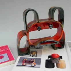 Figurina Bulldog in Ceramica Arancione di Bruno Munari