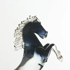 Figurina Cavallo Impennato Grande in Vetro Nero