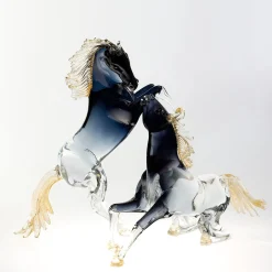 Figurina Cavallo Seduto Piccola in Vetro Nero