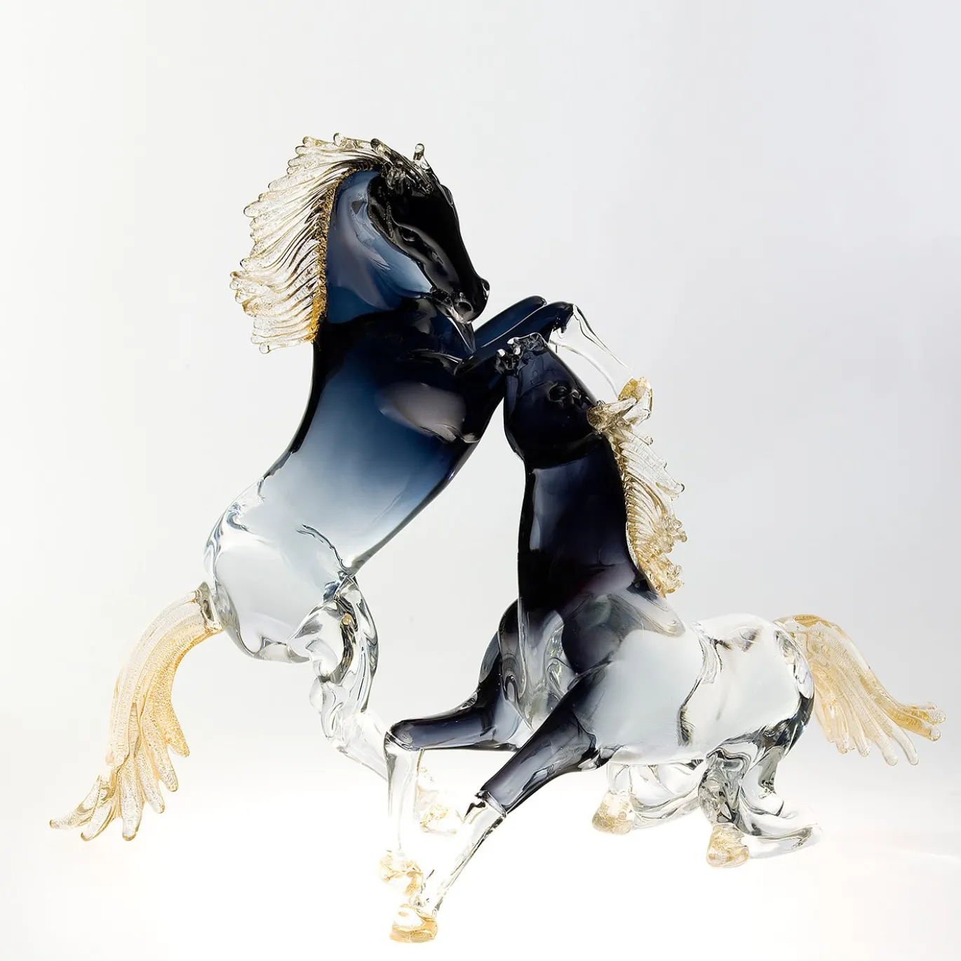 Figurina Cavallo Seduto Piccola in Vetro Nero