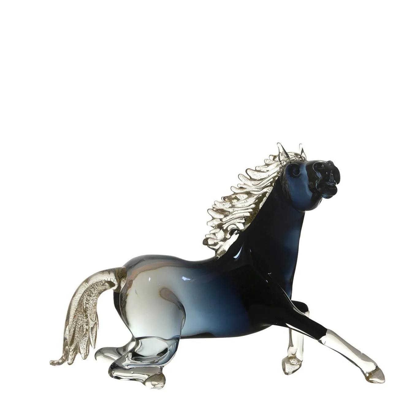 Figurina Cavallo Seduto Piccola in Vetro Nero