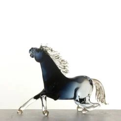 Figurina Cavallo Seduto Piccola in Vetro Nero