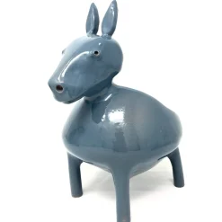 Figurina Ciotola Asinello Piccolo in Maiolica Grigia