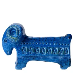 Figurina Rimini Blu Ariete in Ceramica Blu di Aldo Londi
