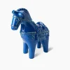 Figurina Rimini Blu Cavallo in Piedi in Ceramica Blu di Aldo Londi