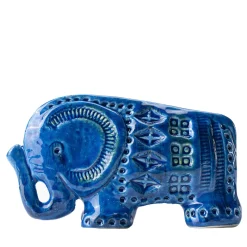 Figurina Rimini Blu Elefante in Ceramica Blu di Aldo Londi