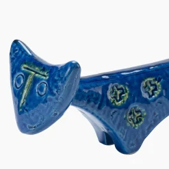 Figurina Rimini Blu Gatto in Ceramica Blu di Aldo Londi