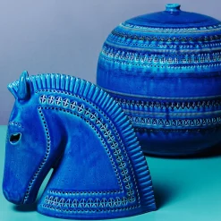 Figurina Rimini Blu Testa di Cavallo in Ceramica Blu di Aldo Londi