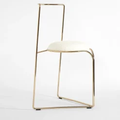 FLOW SCULTOREO SEDIA MINIMAL IN ORO E BIANCO