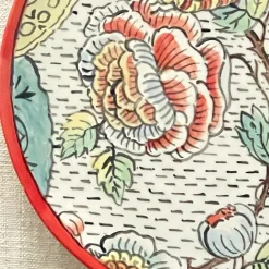 Frammento N.3 Piatto Decorativo in Ceramica Dipinto a Mano con Motivo Floreale