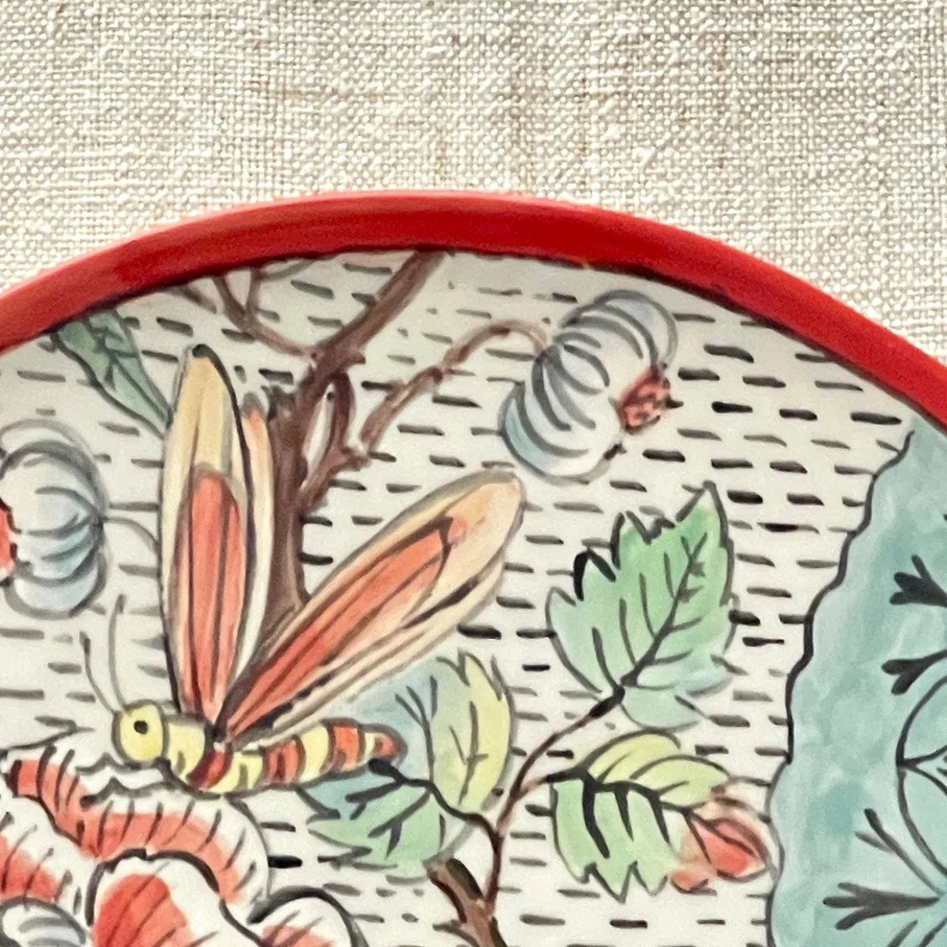 Frammento N.3 Piatto Decorativo in Ceramica Dipinto a Mano con Motivo Floreale