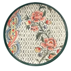 Frammento N.2 Piatto Decorativo in Ceramica Dipinto a Mano con Motivi Floreali