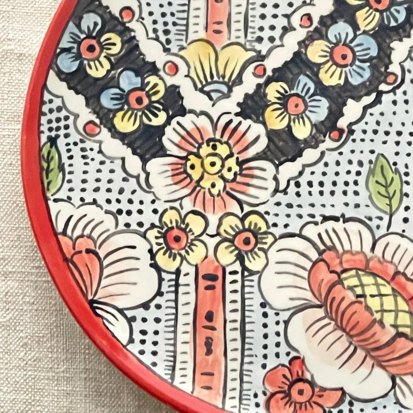 Frammento N.6 Piatto Decorativo in Ceramica con Motivo Floreale