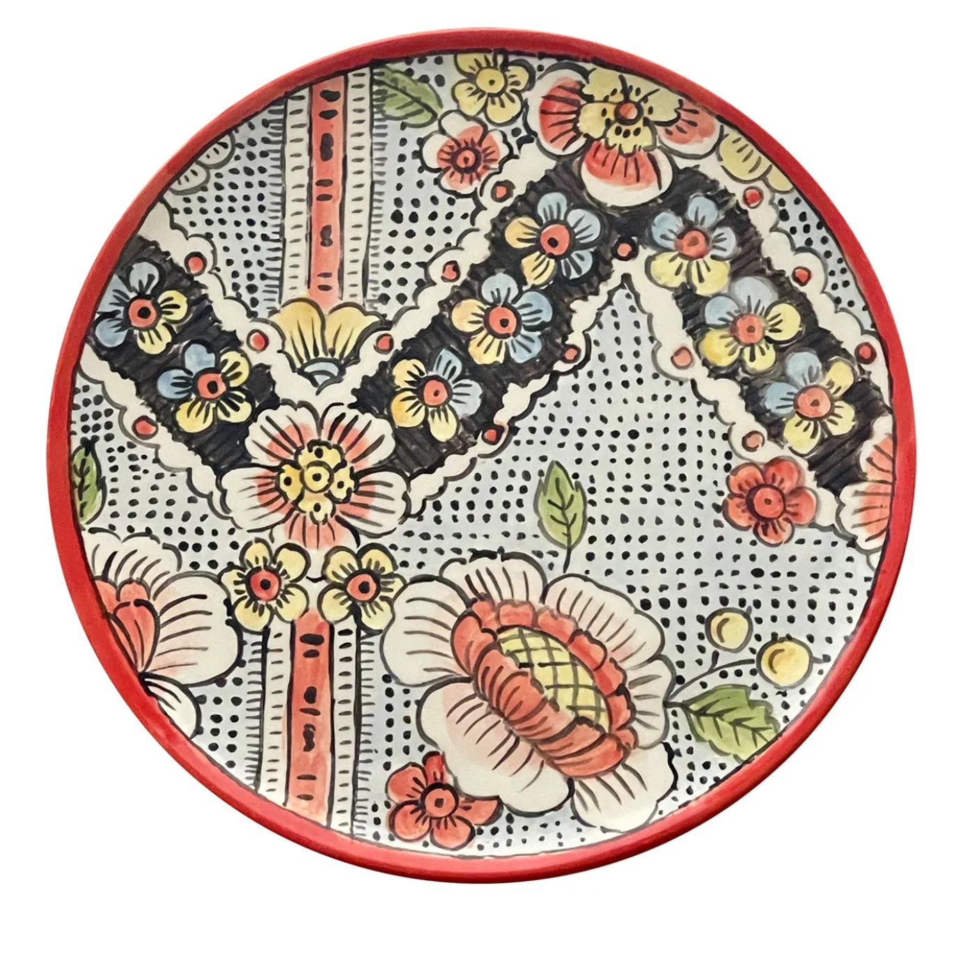Frammento N.6 Piatto Decorativo in Ceramica con Motivo Floreale