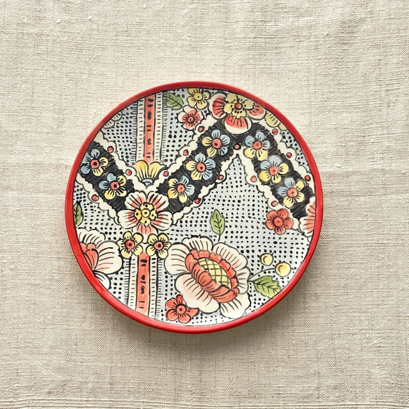 Frammento N.6 Piatto Decorativo in Ceramica con Motivo Floreale