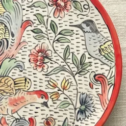 Frammento N.7 Piatto Decorativo con Motivi Floreali e di Uccelli