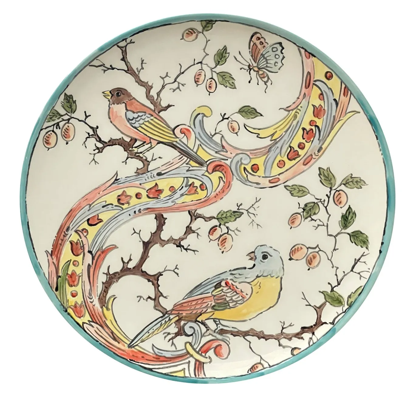 Frammento N.1 Uccelli Piatto Decorativo in Ceramica