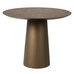Fungo Tavolino Tondo Alto Con Top In Resina Spatolata Color Dark Brown