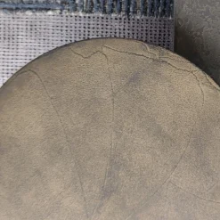 Fungo Tavolino Tondo Piccolo Con Top In Foglia Oro Su Resina Spatolata
