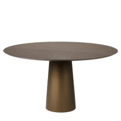 Fungo Tavolo Tondo Con Top In Resina Spatolata Color Bronzo