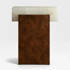 Gaia Tavolino in Legno di Betulla e Onice bianco