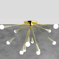 Galassia Lampada da soffitto a 12 luci in metallo bianco e ottone