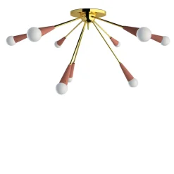 Galassia Lampada da soffitto a 9 luci in metallo rosa e ottone